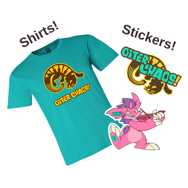 Shirts and stickers with the band's logo