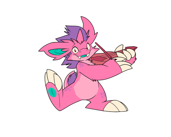 Sticker of Rhubarb playing the violin